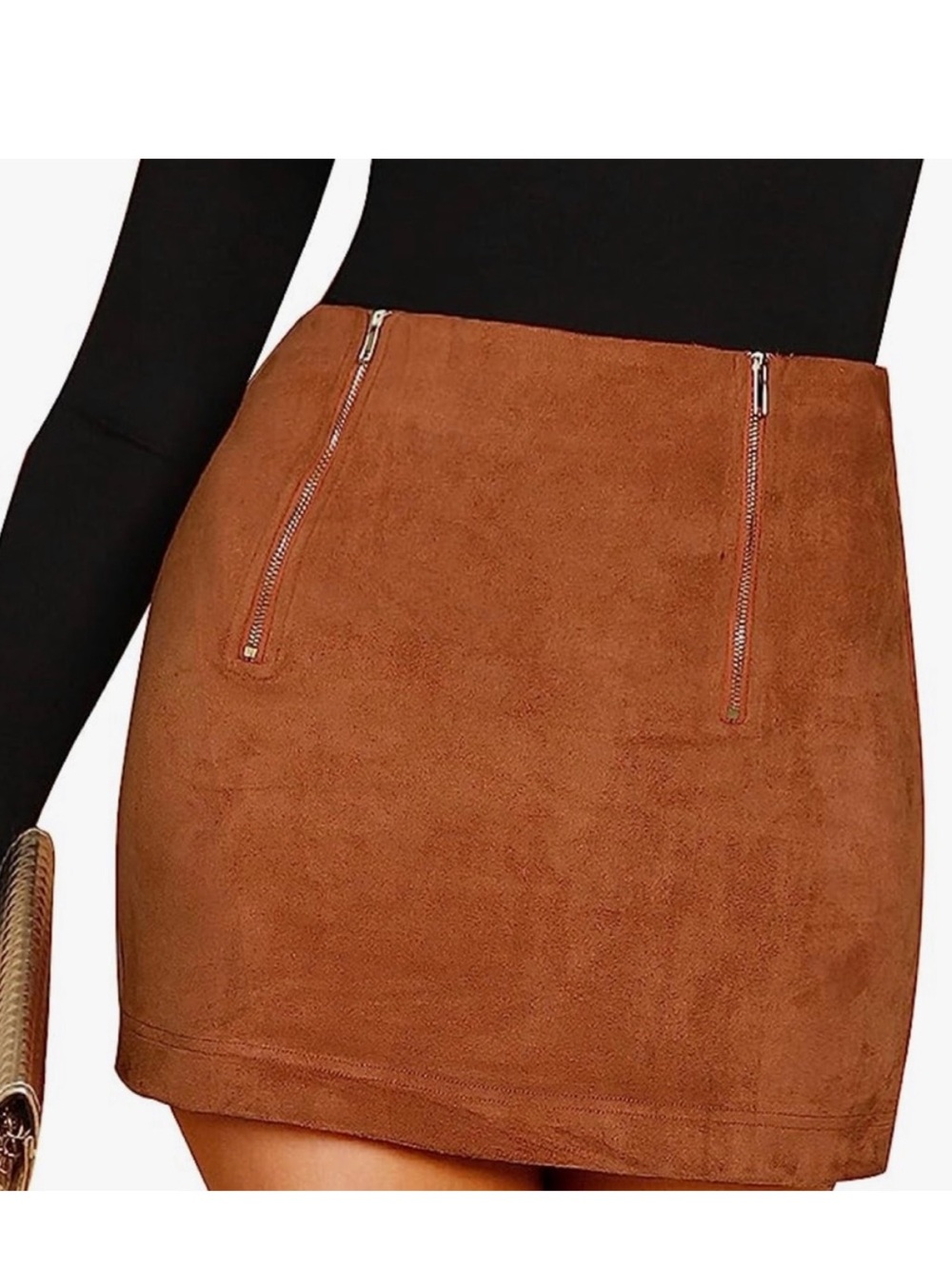 Forever 21 Brown Mini Skirt with Front Zippers